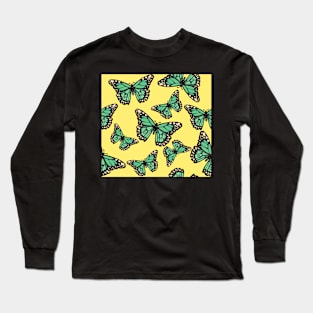 Monarch butterflies with yellow background Long Sleeve T-Shirt